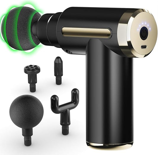 Massage Gun Deep Tissue for Pain Relief with 4 Massage Heads & 6 Speeds, Electric Mini Handheld Body Massager for Any Pain Relief