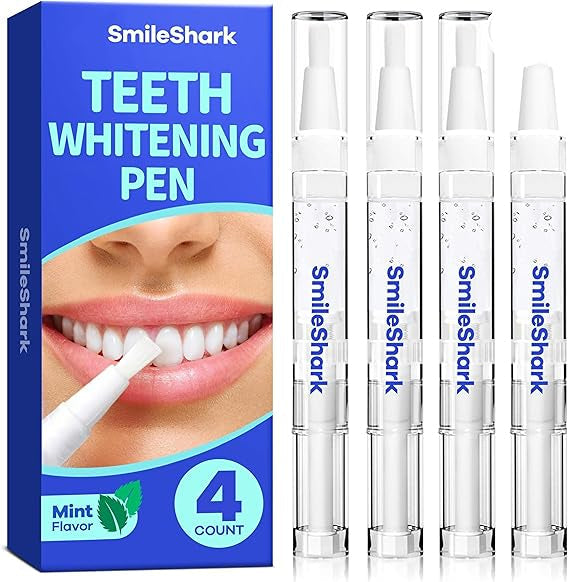 Teeth Whitening Pen (4 Count), No Sensitivity Teeth Whitening Gel, Effective Teeth Whitener, Travel-Friendly Tooth Whitening Pen, Carbamide Peroxide Tooth Bleaching Gel for Adults