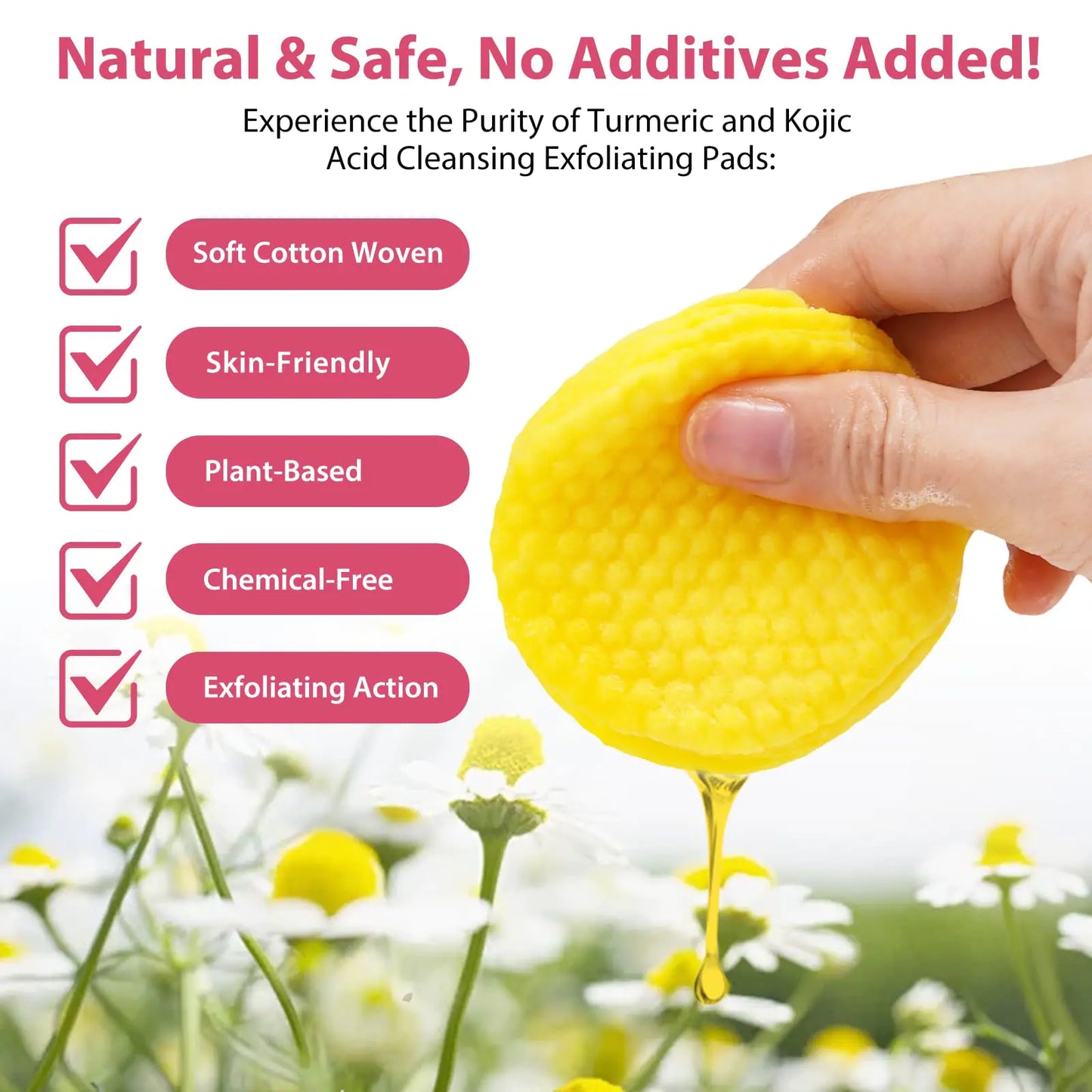 Turmeric Cleansing Pads, 80pcs Turmeric & Kojic Acid Cleansing Pads (Pack of 2)