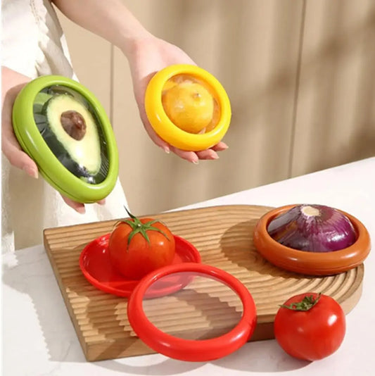 Avocado Saver and Tomato Holder - Set of 4 Reusable Storage Containers for Fridge - Ideal for Garlic, Onions, Lemons, and Potatoes