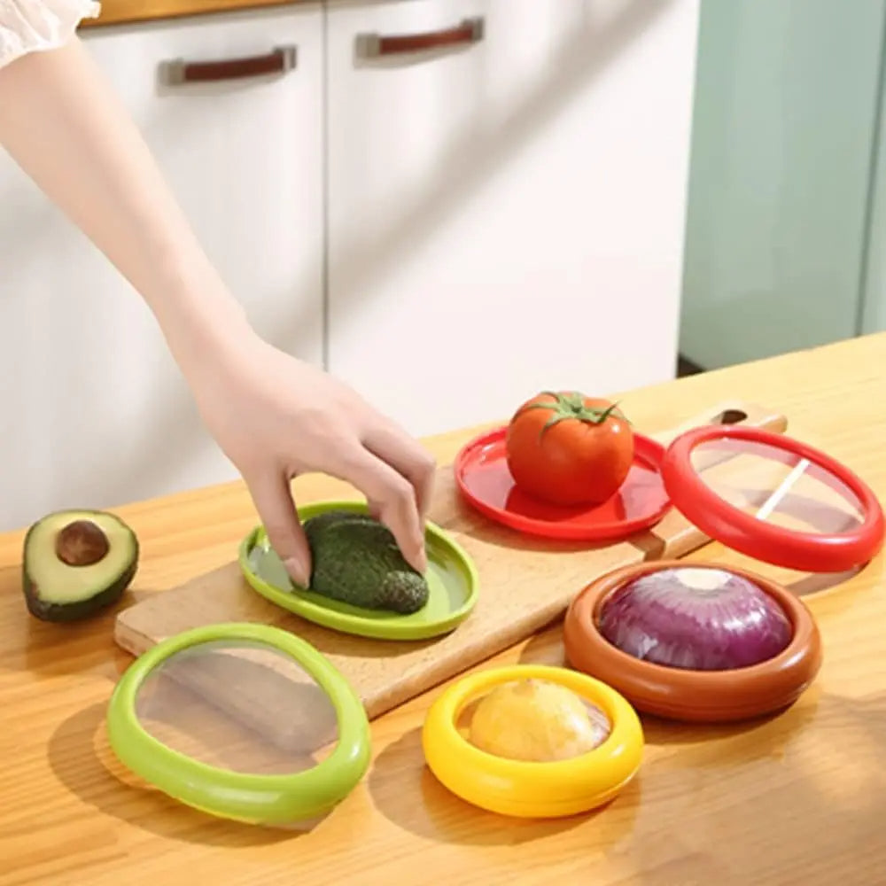 Avocado Saver and Tomato Holder - Set of 4 Reusable Storage Containers for Fridge - Ideal for Garlic, Onions, Lemons, and Potatoes