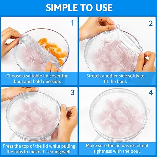 18 Pack Silicone Stretch Lids, 6 Different Sizes, 100% Safe Food Grade Silicone to Meet Most Container, Microwave Cover for Food Storage, Can/ Bowl Covers