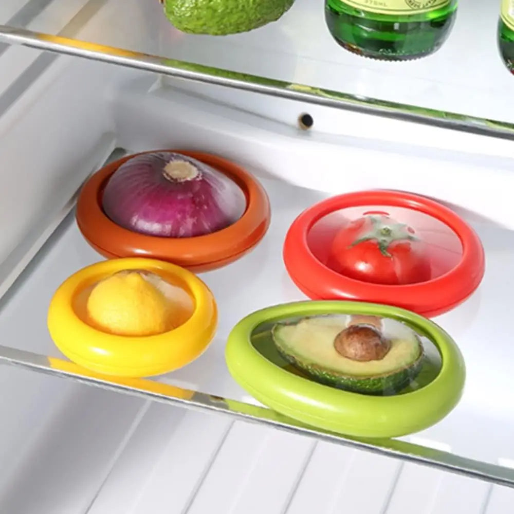 Avocado Saver and Tomato Holder - Set of 4 Reusable Storage Containers for Fridge - Ideal for Garlic, Onions, Lemons, and Potatoes