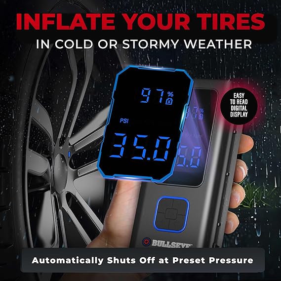 Pocket Air Tire Inflator Bullseye Portable Air Compressor