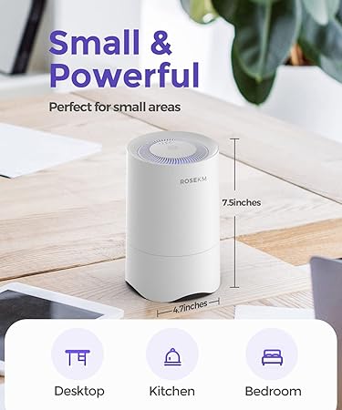 Small Air Purifier for Home Bedroom, Personal Desk Mini Air Purifier, Room Hepa Air Purifier Fresheners Cleaner for Dorm, Pets, Smoke, Desktop, Office