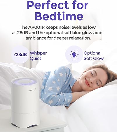 Small Air Purifier for Home Bedroom, Personal Desk Mini Air Purifier, Room Hepa Air Purifier Fresheners Cleaner for Dorm, Pets, Smoke, Desktop, Office