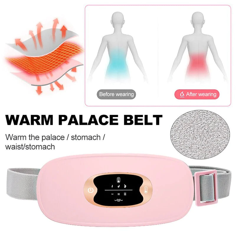 Electric Heating Vibration Pad Belt For Cramps/Menstrual Pain Relief