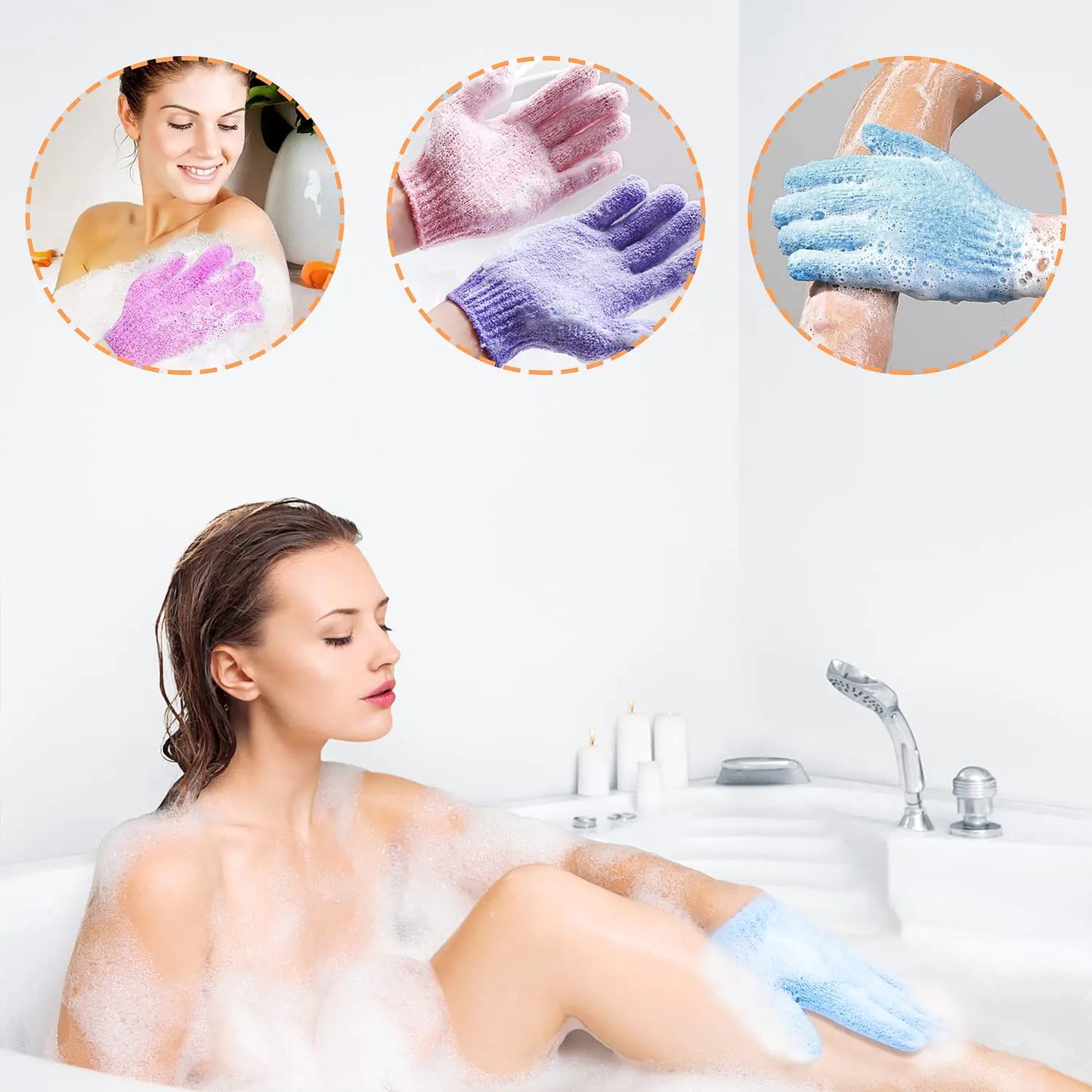 30 Pcs Exfoliating Gloves for Shower/Bath with Hanging Loop