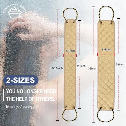 Exfoliating Back Scrubber with Handles, 39 Inch Double-Sided Men & Women Beige (39*5.5 Inch)