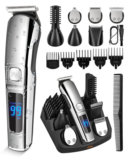 Multi-Purpose Waterproof Cordless Electric Trimmer for Nose, Body, Beard, and Mustache Wet/Dry Use Rechargeable (Silver)