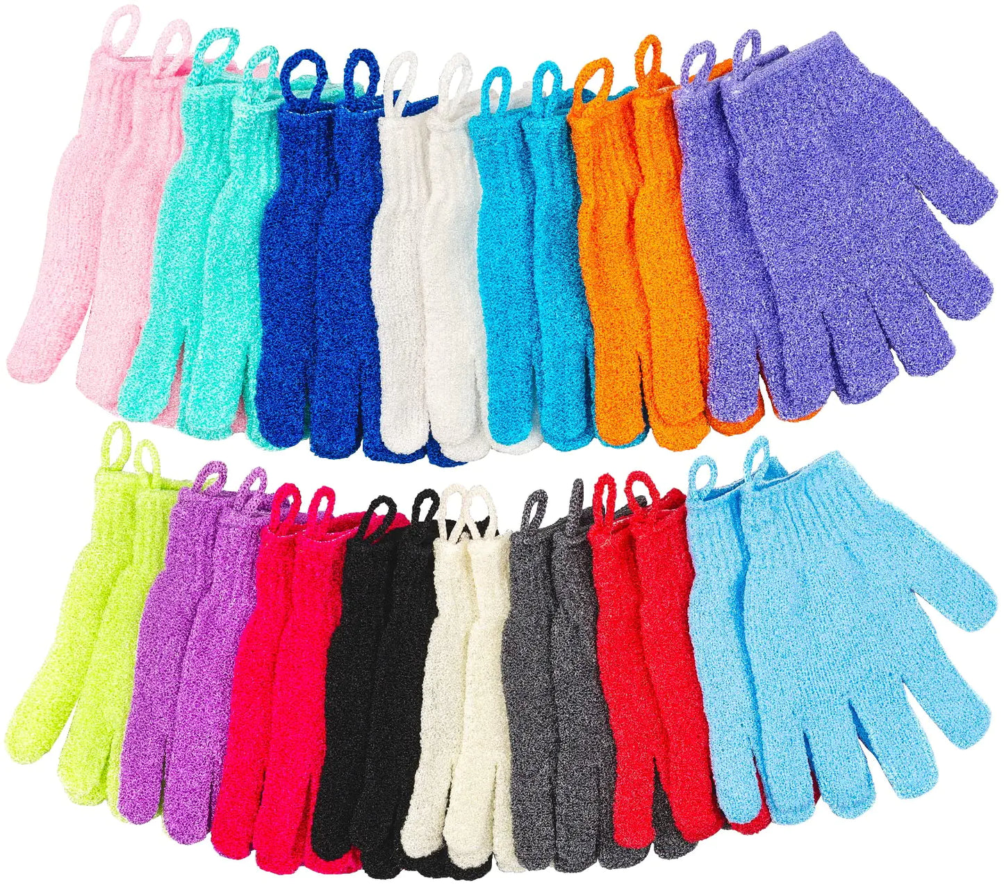 30 Pcs Exfoliating Gloves for Shower/Bath with Hanging Loop