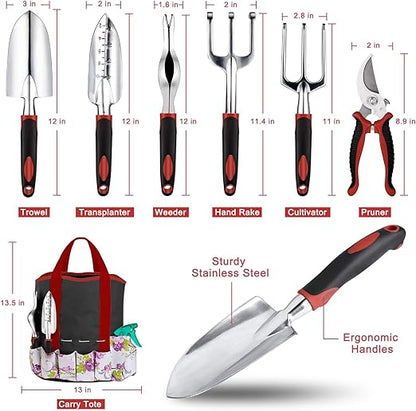 Garden Tools Set 83 Piece, Succulent Tools Set Included, Heavy Duty Aluminum Gardening Tools for Gardening, Non-Slip Ergonomic Handle, Durable Storage Tote Bag