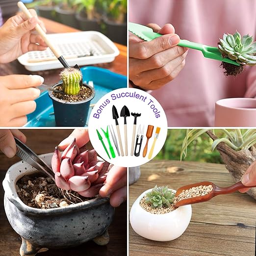 Garden Tools Set 83 Piece, Succulent Tools Set Included, Heavy Duty Aluminum Gardening Tools for Gardening, Non-Slip Ergonomic Handle, Durable Storage Tote Bag