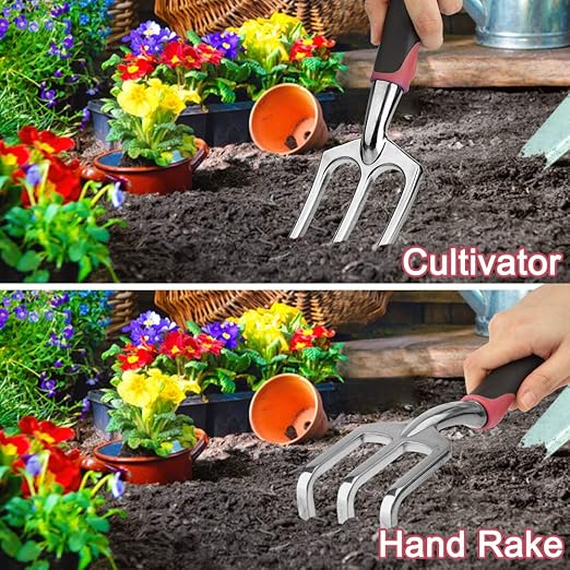 Garden Tools Set 83 Piece, Succulent Tools Set Included, Heavy Duty Aluminum Gardening Tools for Gardening, Non-Slip Ergonomic Handle, Durable Storage Tote Bag
