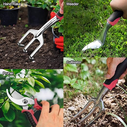 Garden Tools Set 83 Piece, Succulent Tools Set Included, Heavy Duty Aluminum Gardening Tools for Gardening, Non-Slip Ergonomic Handle, Durable Storage Tote Bag