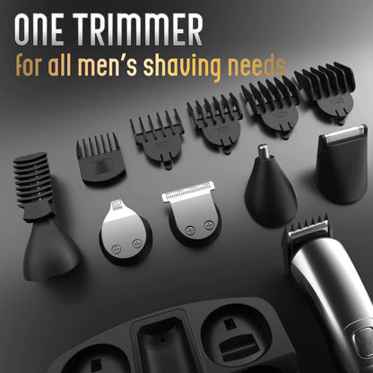 Multi-Purpose Waterproof Cordless Electric Trimmer for Nose, Body, Beard, and Mustache Wet/Dry Use Rechargeable (Silver)