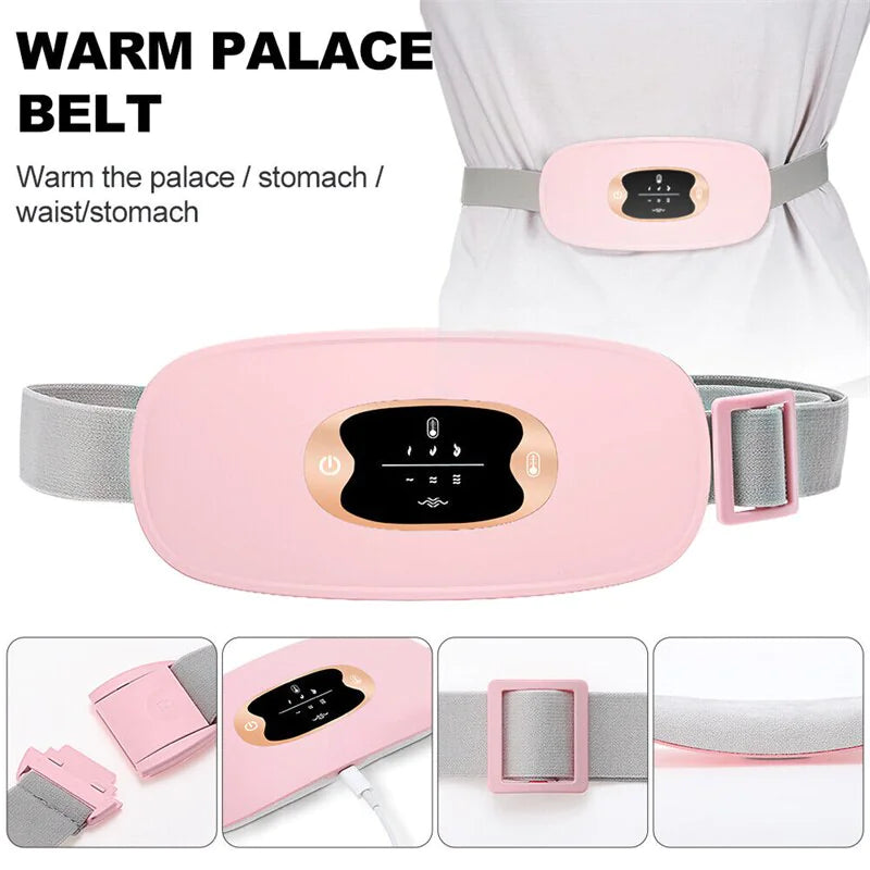 Electric Heating Vibration Pad Belt For Cramps/Menstrual Pain Relief