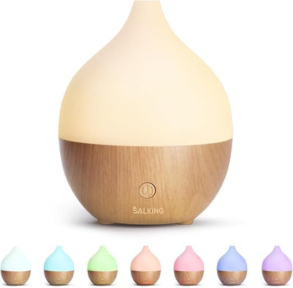 Essential Oil Diffuser, 100ml Small Aromatherapy Diffuser with Auto Shut-Off Function, Ultrasonic Diffusers for Essential Oils, Cool Mist Humidifier with Warm White Lights, for Office Home