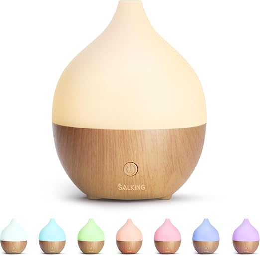 Essential Oil Diffuser, 100ml Small Aromatherapy Diffuser with Auto Shut-Off Function, Ultrasonic Diffusers for Essential Oils, Cool Mist Humidifier with Warm White Lights, for Office Home