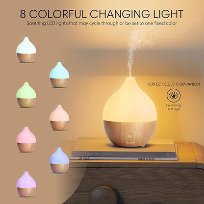Essential Oil Diffuser, 100ml Small Aromatherapy Diffuser with Auto Shut-Off Function, Ultrasonic Diffusers for Essential Oils, Cool Mist Humidifier with Warm White Lights, for Office Home