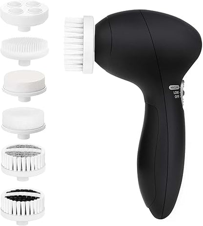 Electric Facial Spin Cleansing Brush Scrubber (Men/Women) with 6 Brush Heads for Deep Cleansing, Gentle Exfoliating, Removing Blackhead, Massaging