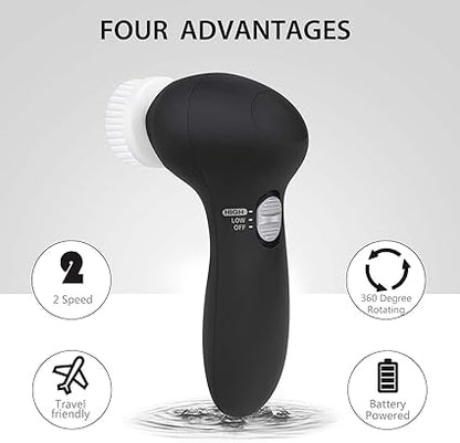 Electric Facial Spin Cleansing Brush Scrubber (Men/Women) with 6 Brush Heads for Deep Cleansing, Gentle Exfoliating, Removing Blackhead, Massaging