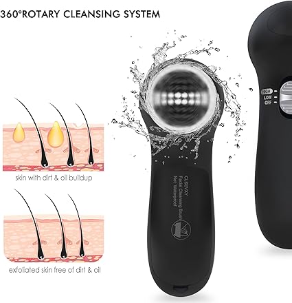 Electric Facial Spin Cleansing Brush Scrubber (Men/Women) with 6 Brush Heads for Deep Cleansing, Gentle Exfoliating, Removing Blackhead, Massaging