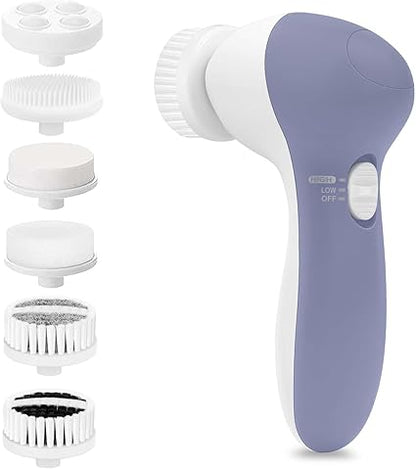 Electric Facial Spin Cleansing Brush Scrubber (Men/Women) with 6 Brush Heads for Deep Cleansing, Gentle Exfoliating, Removing Blackhead, Massaging