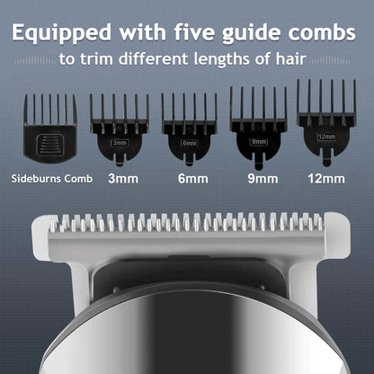 Multi-Purpose Waterproof Cordless Electric Trimmer for Nose, Body, Beard, and Mustache Wet/Dry Use Rechargeable (Silver)